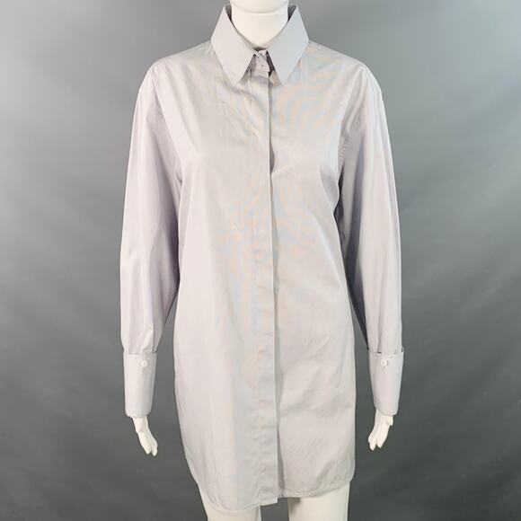 THE ROW Size M Blue White Cotton Stripe Oversized Hidden Placket Shirt - Picture 1 of 7